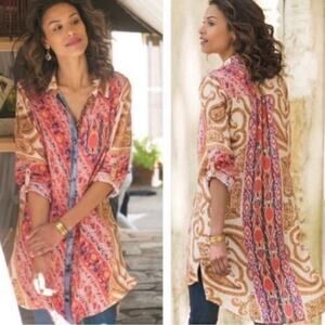 Soft Surroundings Brynn Tunic S Paisley Button Down Shirt Top
